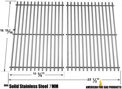 Stainless Steel Cooking Grids For Brinkmann 2500, 2500 pro series, 2600, 2700, 2720, 4425, 810-2705-1, 810-2720 & Members Mark Gas Grill Models, Set of 2