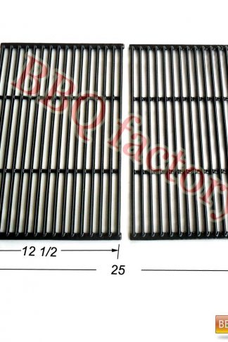 bbq factory JGG662 Replacement Cast Iron Cooking Grid Porcelain coated Set of 2 for Select Gas Grill Models By Char-Broil, Brinkmann, Charmglow, Broil-Mate, Grill Pro, Grill Zone, Sterling, Turbo, Grill Chef and Others