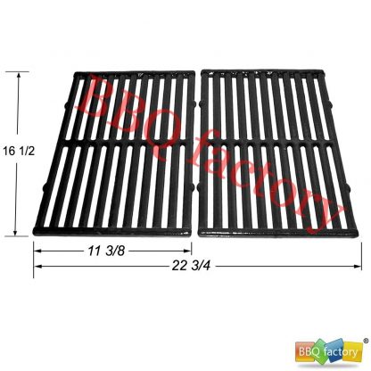 bbq factory JGX252 Replacement Cast Iron Cooking Grid Porcelain coated Set of 2 for Select Gas Grill Models By Kenmore, Ellipse, ProChef, Vermont Castings, and Others