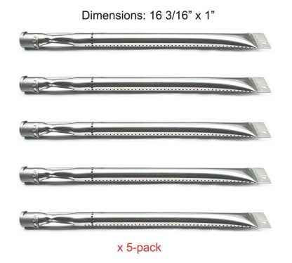 BBQ funland SB4011 (5-pack) Universal Straight Stainless Steel Pipe Burner Replacement For Brinkmann, Charmglow, Grillada Model Grills
