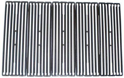 Music City Metals 67845 Matte Cast Iron Cooking Grid Replacement for Select Gas Grill Models by Broil King, Huntington and Others, Set of 5