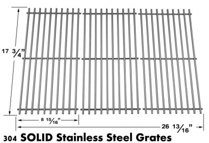 Stainless Cooking Grid for Charm-glow 810-8410-F, 810-8410-S 810-9415F, 810-9415-F, 810-9415W, 810-9415-W and BG1793B-A, 503225 Gas Grill Models, Set of 3