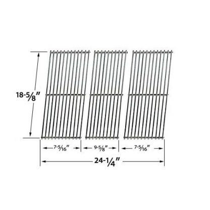 Stainless Steel Replacement Cooking Grid for Master Forge IGS-01015J, Great Outdoors 432SL, BBQ Pro BQ05041-28, BQ51009 and Kenmore 119.162310, BQ06W1B Gas Grill Models, Set of 3
