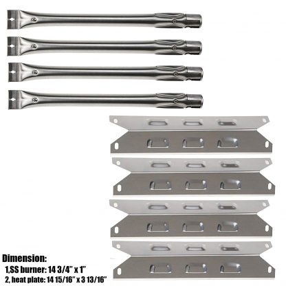 Hisencn 4Pack BBQ Grill Stainless Steel Grill Burner, Stainless Steel Heat Plates Heat Shield, Burner Cover Replacement for Select BBQ-pro 146.2367631, Kenmore,Kenmore Continued Gas Grills Mode