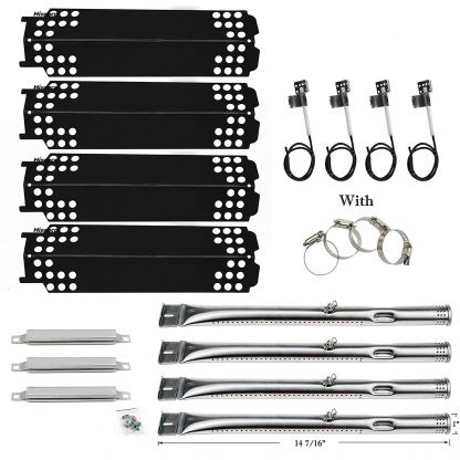 Hisencn Repair kit Grill Burner Pipe Tupe, Heat Plate Tent, Crossover Tube, Igniter, Replacement Parts for Charbroil 463436215, 463436214, 463436213, Thermos 466360113 Gas, G432-Y700-W1, G432-0096-W1