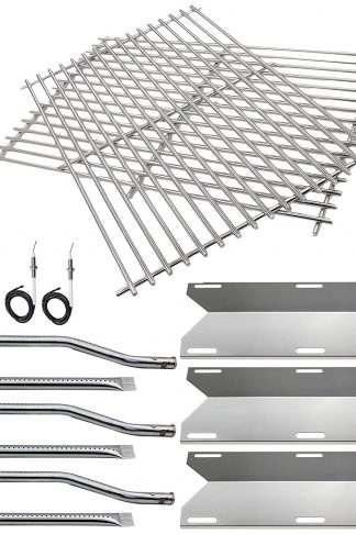 Hisencn BBQ Repair Kit Replacement for Jenn Air Gas Grill 720-0336, 7200336, 720 0336 Grill Stainless Steel Burners,Stainless Steel Heat Plates & Stainless Steel Cooking Grid Grates