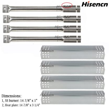 Hisencn Repair Kit Stainless Steel Burners, Stainless Heat Plates Replacement Parts for Master Forge 1010037, 1010048 Gas Grill Models