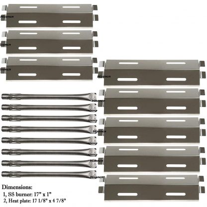 Hisencn 8Pack Repair Kit Stainless Steel Grill Burners,Heat Plates, Heat Shield Replacement for Bakers and Chefs GR2039201-BC-00, GD430, ST1017-012939, Grill Chef, Members Mark Gas Grill Models