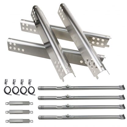 Hisencn Repair Kit Stainless Grill Pipe Burners, Heat Plate Tent Shield, Adjust Carryover tube Replacement For Charbroil Advantage Series 4 Burner 463240015, 463240115, 463343015, 463344015 Gas Grills