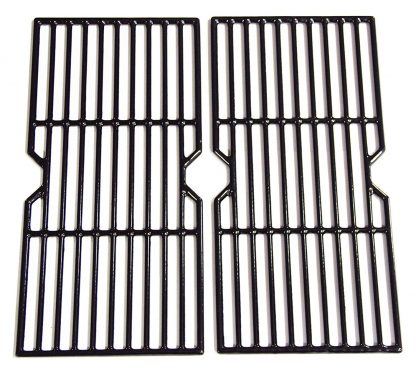 Hongso PCF123 Porcelain Coated Cast Iron Cooking Grid Grates Replacement for Select Gas Grill Models by Kenmore, Charbroil, Thermos, Set of 2