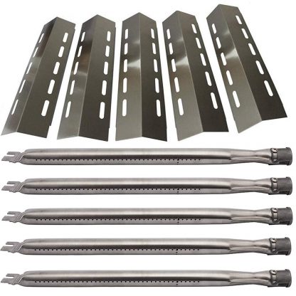 Htanch 30500701(5-Pack) SA3041 Stainless Steel Heat Plate & Stainless Steel Burner Replacement Ducane 5 Burner 30500701/30500097 Gas Grill (Stainless Steel)