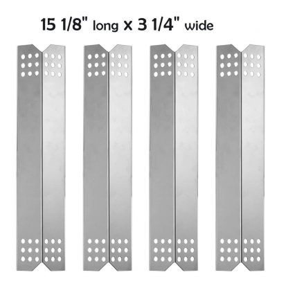YIHAM KS739 Heat Shield Plate for Master Forge 1010048 Grill Replecement Parts, Burner Cover Flame Tamer, 15 1/8 inch x 3 1/4 inch, Stainless Steel, Set of 4
