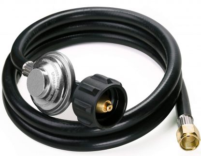 DOZYANT 5 Feet Universal QCC1 Low Pressure Propane Regulator Grill Replacement with 5 FT Hose for Most LP Gas Grill, Heater and Fire Pit Table, 3/8 Female Flare Nut