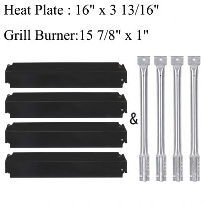 GasSaf Grill Replacement Parts for Charbroil 463248208,463268107,466248208 and Others, Porcelain Steel 16 inch Heat Shield Tent Flame Tamer & Stainless Steel 15 7/8 inch Burner Tube Parts Kit