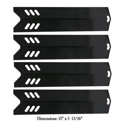 Hisencn Gas Grill Heat Plate, Tent, Flame Tamer, Burner Cover, Porcelain Steel Replacement for Backyard BY12-084-029-98, Dyna-glo, Uniflame GBC1059WB and Others Gas Grill Models, 15 inch, 4-Pack