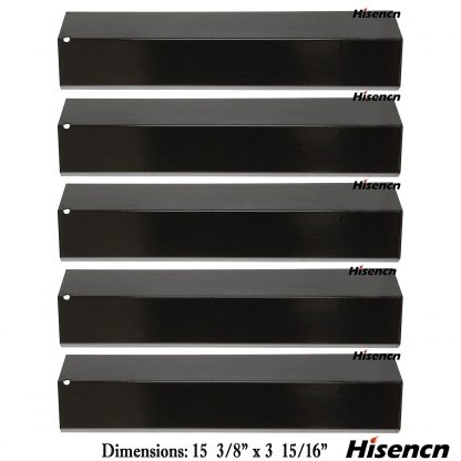 Hisencn Grill Heat Plate for Brinkmann Grill Replacement Parts, Heat Tent Shield Deflector for Uniflame, Aussie and Others, 5-Pack 15 3/8 inch Porcelain Steel BBQ Flame Tamer Burner Cover