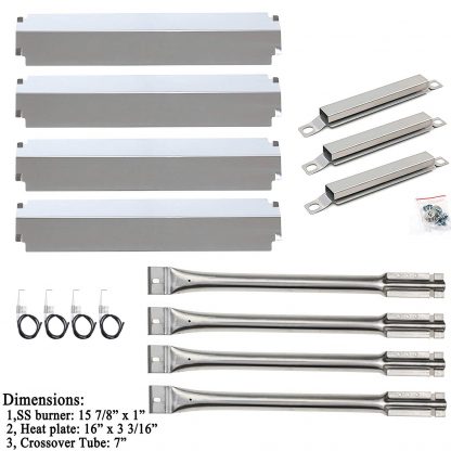 Hisencn Replacement Charbroil 463248208,463268107,466248208 Gas Grill Stainless Steel Burners, CrossoverTubes, Heat Plates, Electronic igniters