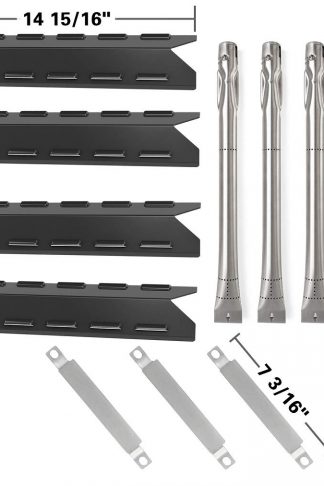 SHINESTAR Grill Replacement Parts for BBQ Pro 146.23676310, 146.23770310, Porcelain Steel Heat Shield Plate Tent Flame Tamer + Crossover Carryover Tube Burner+ Stainless Steel Burner Tubes
