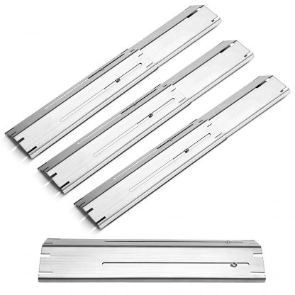 UNICOOK Gas Grill Heat Plate 4 Pack, Adjustable Stainless Steel Heat Tent, Heavy Duty BBQ Grill Heat Shield, Burner Cover, Flame Tamer, Grill Replacement Parts, Extends from 11.75" up to 21" L