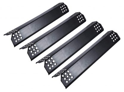 UNICOOK Porcelain Grill Heat Plate 4 Pack, Gas Grill Replacement Parts, 14-9/16"L Heat Shield, Flavorizer Bars, Heat Shield Plate, Grill Burner Cover, Flame Tamer for BBQ Gas Grill, Small