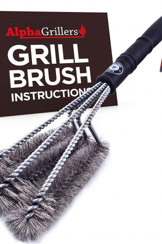 Alpha Grillers 18" Grill Brush. Best BBQ Cleaner. Safe for All Grills. Durable & Effective. Stainless Steel Wire Bristles and Stiff Handle. A for Barbecue Lovers.