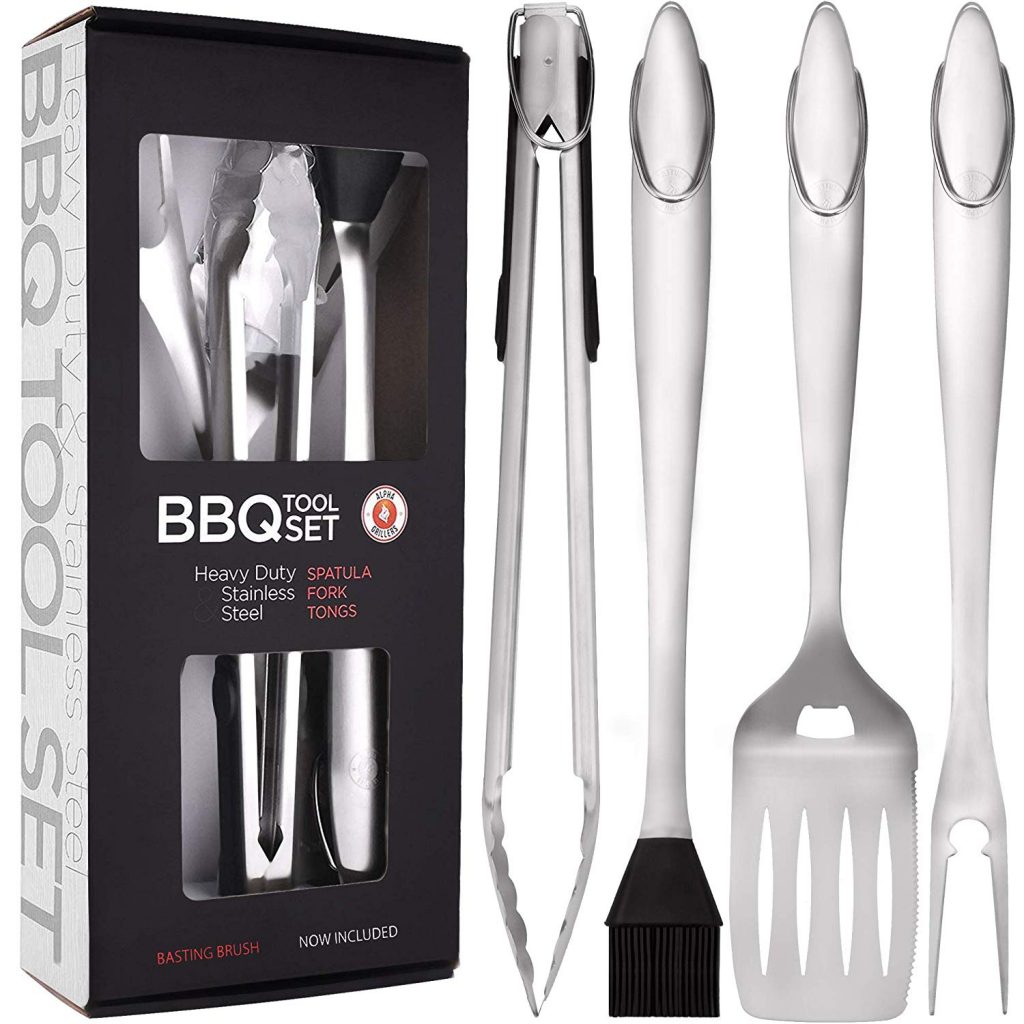 Heavy Duty BBQ Grilling Tools Set. Extra Thick Stainless