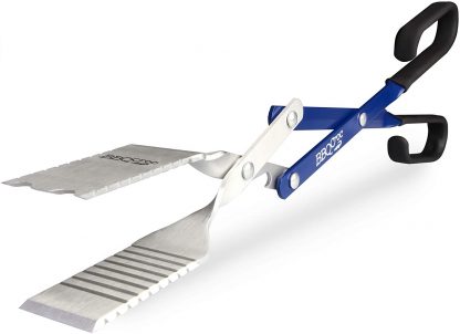 BBQCroc 3 in 1 Barbecue Tool 18-inch - Extra Light and Long Tongs, Spatula and Grill Scraper (Blue)