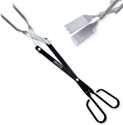 BBQCroc 3 in 1 Barbecue Tool 21-inch - Extra Light and Long Tongs, Spatula and Grill Scraper (Black)