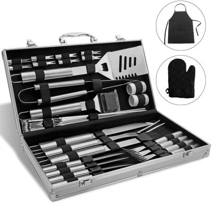 Monbix BBQ Grill Set Stainless Steel, Professional Barbecue Grill Tool Set, BBQ Accessories Barbecue Grill Set - 33 Pieces with Case