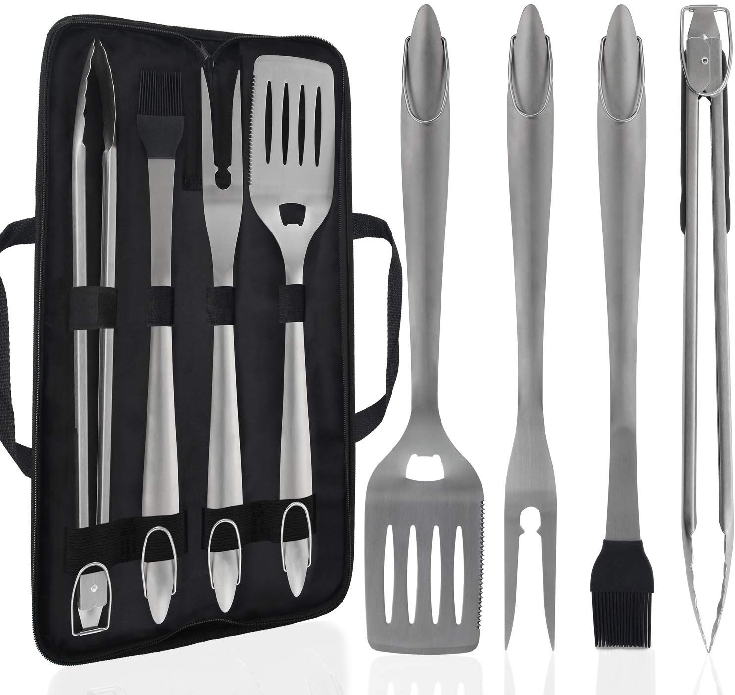 5PCS Camping BBQ Grilling Tools Set with a Walkbag – Extra Thick ...