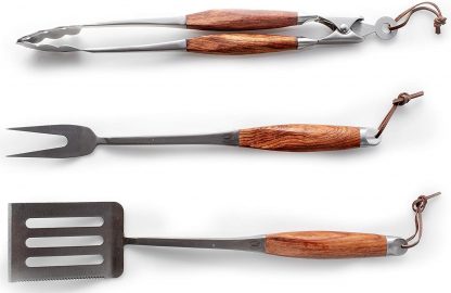 Superior Trading Co. 3-Piece Stainles Steel BBQ Tool Set. Tongs, Spatula, Fork