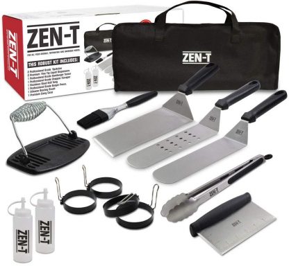 ZEN-T - 14 Piece Grill Griddle BBQ Tool Kit - Heavy Duty Professional Grade Stainless Steel BBQ Tools - Perfect Grilling Utensils for All Your Grilling Needs – Outdoor and Indoor BBQ Accessories