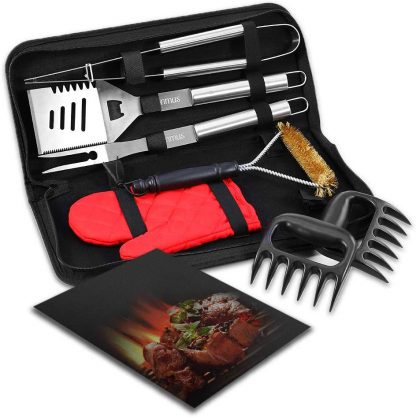 esonmus BBQ Grill Set, 7-Piece Stainless Steel Grill Tool Set Superior Grilling Accessories with Storage Case- Perfect BBQ Gift Outdoor Grill Kit for Men Women