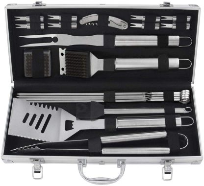 grilljoy 20PCS BBQ Grill Accessories Tools Set, Heavy Duty Stainless Steel Grilling Kit with Barbecue Storage Case for Travel/Camping/Kitchen, Best Grilling Utensil Gifts for Men Women on Birthday