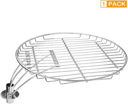 Grisun 13.5 Inches Cooking Grate with Swivel Shaft for Chargriller 16620 and Kettle Charcoal Grills, 13.5 BBQ Grill Warming Round Solid Rod Stainless Steel Cooking Grate Grids