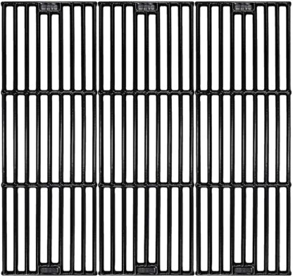 Hisencn Porcelain Coated Cast Iron Cooking Grates Replacement for Chargriller 2121, 2123, 2222, 2828, 3001, 3030, 3725, 4000, 5050, 5252 , Set of 3, 19 3/4" Char griller Duo 5050 Grids