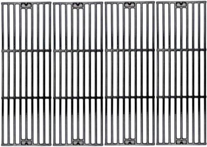 Hisencn Porcelain Coated Cast Iron Cooking Grates Replacement for Chargriller Duo 5050, 2121, 2123, 2222, 2828, 3001, 3030, 3725, 4000, 5050, 5252, 5650 Gas Grill Models Set of 4 Grill Grids