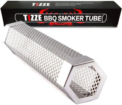 TIZZE Pellet Smoker Tube 12" Perforated BBQ Smoke Generator to Add Smoke Flavor to All Grilled Foods