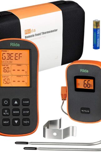 riida TM08 Wireless Meat Thermometer, Remote Cooking Food Barbecue Digital Grill Thermometer with Dual Probes for Oven Smoker Grill BBQ Thermometer Kitchen Tools(300 Feet)