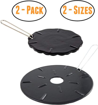 Cast Iron Heat Diffuser Plate - Flame Reducer – 2 Pack – 2 Sizes Included – 8.25” and 6.75” Heat Diffuser Plates - Flame Guard - Simmer Ring - Heat Tamer