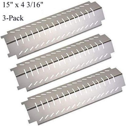 GasSaf Grill Heat Plate Replacement for Charbroil, Thermos, Centro, Costco Kirkland, 3-Pack 15 inch Stainless Steel Tent Shield Plate Deflector, BBQ Burner Cover Barbecue Flame Tamer