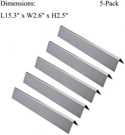GasSaf L15.3 Flavorizer Bar Replacement for Weber 7636, Spirit 300 310 320 E310 E320 Series,Weber 46510001, 47513101 Gas Grill Front Controls (L15.3 x W2.6X T2.5inch)(5-Pack)
