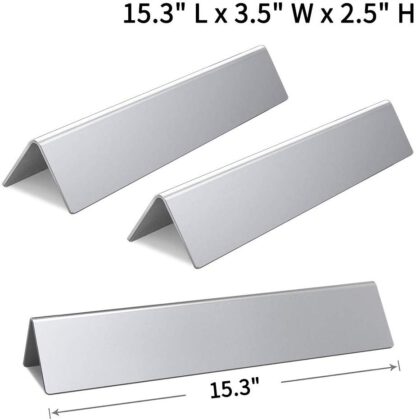 SHINESTAR 7635-15.3 inch Stainless Steel Grill Parts for Weber Spirit 210 E210 200 Flavorizer Bars Replacement with Front Control Knobs (Set of 3, SS-WB005)