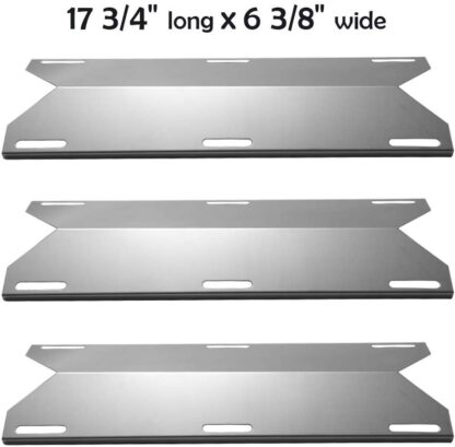 YIHAM KS745 BBQ Heat Shields for Jenn-air Grill Parts 720-0061-LP, 720-0336, 730-0336 Heat Plate Flame Tamer Replacement for Nexgrill, Glen Canyon, 17 3/4 inch x 6 3/8 inch, Stainless Steel, Set of 3