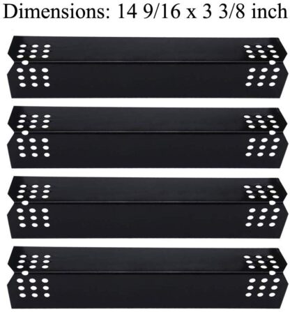 GasSaf Gas Grill Replacement Parts for Nexgrill, Grill Master 720-0697, 720-0737, Kenmore and Others, 14 9/16 inch Porcelain Steel Heat Plate Shield Tent BBQ Burner Cover Flame Tamer(4-Pack)