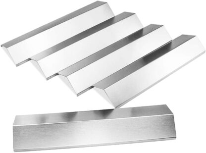 Hisencn Grill Heat Plate for Brinkmann 810-2410-S, Brinkman 810-3660-S Replacement Parts, Heat Tent Shield Deflector for Uniflame, Aussie, 5-Pack 15 3/8 inch Stainless Steel Flame Tamer Burner Cover