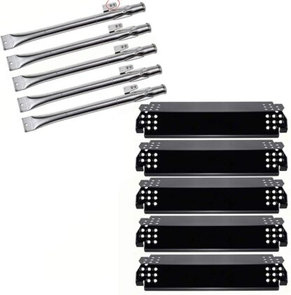 Hisencn Grill Repair Parts Kit for Nexgrill 5 Burner 720-0888, 720-0888N, 4 Burner 720-0830H Stainless Steel Pipe Burner Tube and Heat Heat Shield Tent Plates Flame Tamers Replacement