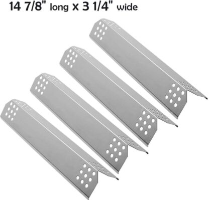 YIHAM KS738 Heat Plate Replacement for Master Forge Grill Parts 1010037 Heat Shield Tent Burner Cover Flame Tamer, 14 7/8 inch x 3 1/4 inch, Stainless Steel, Set of 4