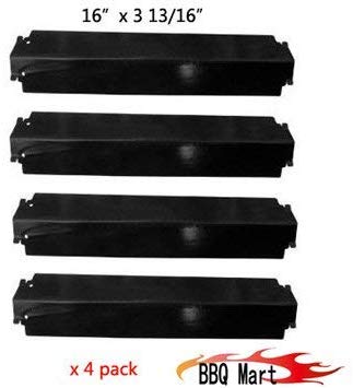 BBQ Mart 4 Pack Porcelain Gas Grill Heat Plate Replacement Parts, 16 Inch Heat Shield, Flavorizer Bars, Heat Shield, Burner Cover, Flame Tamer for Select Gas Grill Models, Charbroil #G501-0008-W1