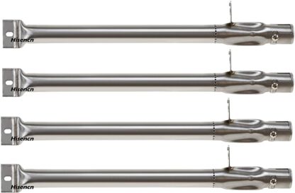 Hisencn (4-Pack Universal BBQ Gas Grill Replacement Straight Stainless Steel Pipe Tube Burner for BBQ Pro, Kenmore Sears, K Mart Part, Members Mark Part, Outdoor Gourmet